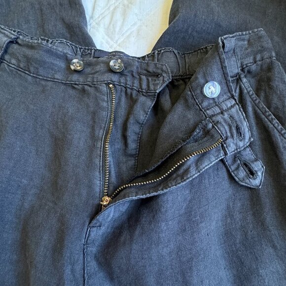 RACHEL Rachel Roy Black Linen Cargo Pants Cropped Elastic Waist Back  Size Large - Picture 4 of 9